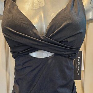 NEW La Blanca Black One Piece Swimsuit Size 8 MSRP $120.00